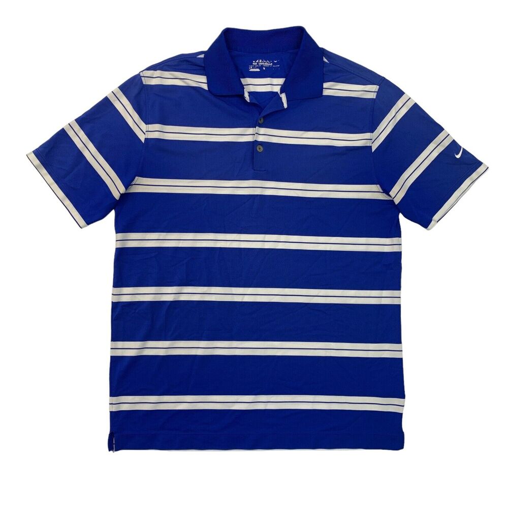Nike Polo Shirt Mens L Surf Golf Tour Performance Dri Fit Striped Moisture Wick